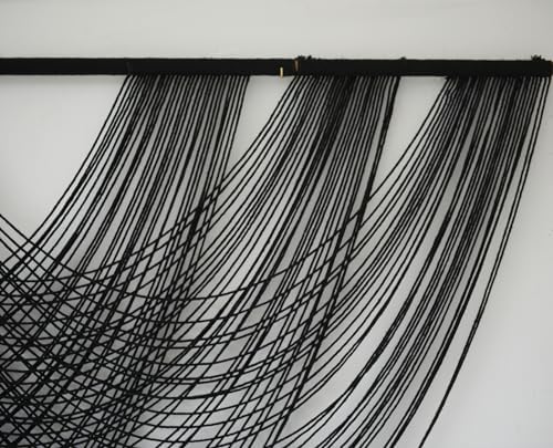 Flber Macrame Wall Hanging Black 59.00" W x 31.00" L Boho Wall Decor Large Boho Yarn Tapestry Living Room Bedroom Home Wall Décor - Image 6