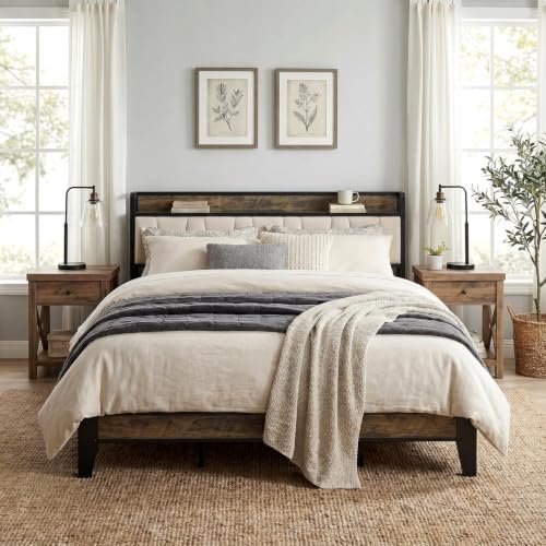 LIKIMIO California King Bed Frame with Storage Headboard & Charging Station by LIKIMIO