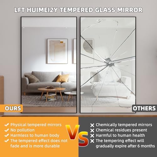 LFT HUIMEI2Y 76.4"x37" Full Length Mirror, Black Floor Mirror - Image 4