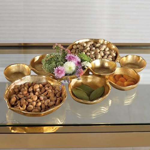 Zodax Cluster of 9 Round Bright Gold Serving Bowls, 19 x 12 x 2.5 in - Image 2