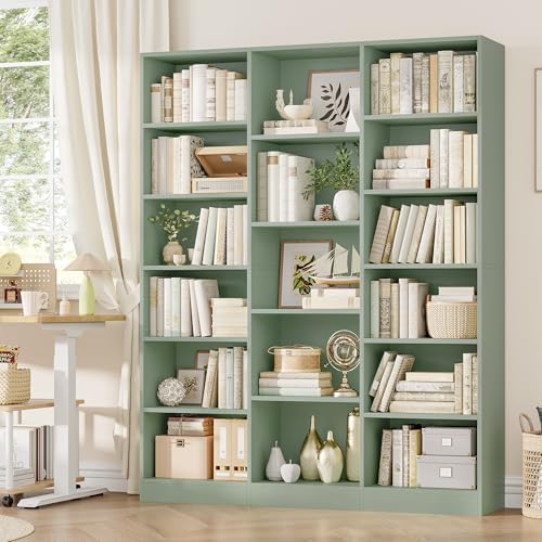 FACBOTALL Triple Wide Bookshelf, Large Bookshelf with 17 Display Shelves - Image 4