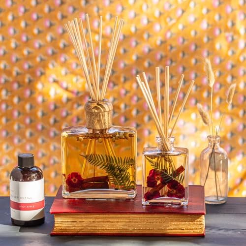Rosy Rings Spicy Apple Botanical Reed Diffuser 13oz - Lasts 6-12 Months, Aromatherapy Diffuser, Reed Diffuser Sticks, Diffuser with Botanicals Perfect for Home Decor! - Image 4