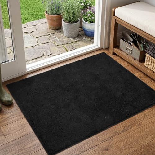 2x3 Black Solid Area Rug Washable Non-Slip Soft for Entryway Front Door by Unknown