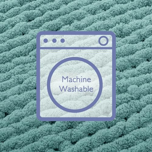 Bigacogo Chunky Knit Throw Blanket for Couch, 51x63 inches, Light Teal - Image 6
