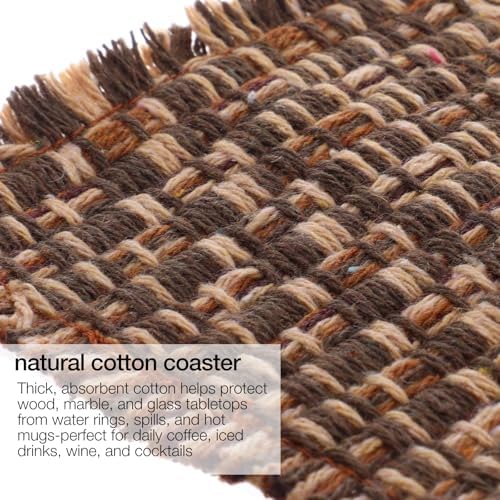 Set of 10 Fabric Drink Coasters, Handcrafted Cotton Woven Coasters for Table, Coastal Farmhouse Table Decor for Coffee Tea Cocktails, Absorbent Soft Desk Coasters for Kitchen Office, Housewarming Gift - Image 3