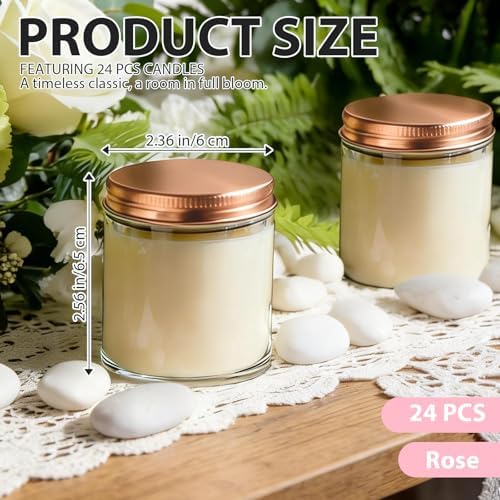 24 PCS 4oz White Soy Wax Candles, Classic Rose Scented Candle Gift Set | Warm & Cozy Bulk Favors | Perfect for Weddings, Housewarmings, Holiday Parties | Relaxing Rose Home Fragrance - Image 3