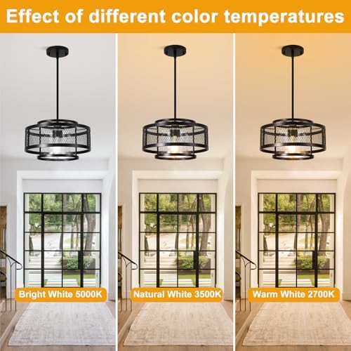 13" Dining Room Light Fixture/Chandelier Over Table, No Assembly Required Modern Black Pendant Light Fixtures, Industrial Hanging Pendant Lights Fixture for Kitchen Island Dining Room Hallway Entryway - Image 4