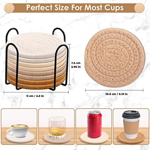 Mckanti 8 Pack Absorbent Coasters with Holder, 4 Colors Minimalist Home Decor, 4.3 Inches - Image 5