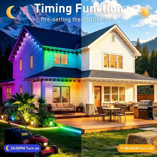 500FT Permanent Outdoor Lights RGB+IC, IP67 Waterproof Lighting, Outdoor Lights App ControlRemote with 16 Million Colors, Music Sync for Outdoor Decor, Garden Decor, Holiday, House, Party - Image 6