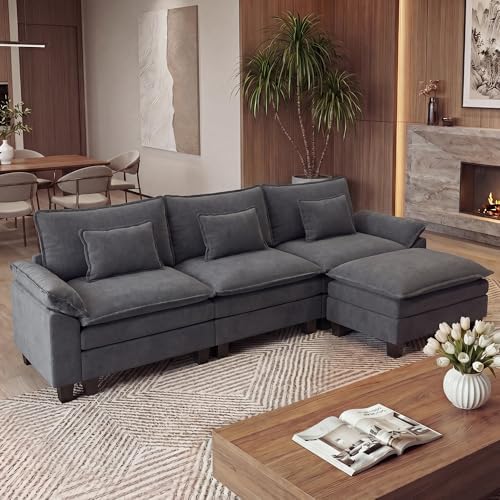 URRED Oversized Modular Sectional Sofa，Dark Gray：122" L Shaped by URRED