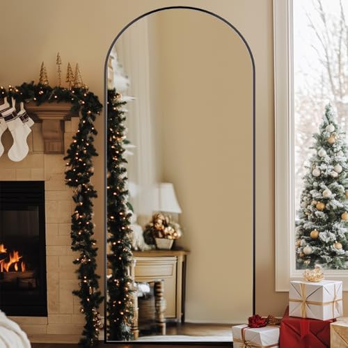 71"x32" Arched Full Length Mirror, Large Floor Mirror, Black - Image 2