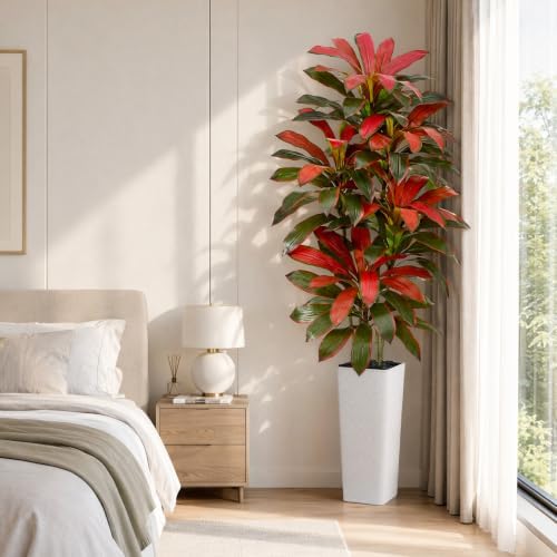 Artificial Red Dracaena Tree 7FT, Large Fake Plants Indoor - Image 7