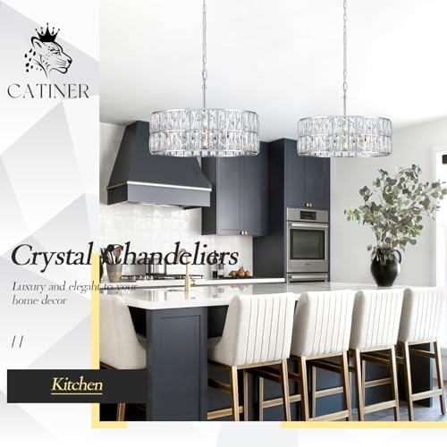 CATINER Chrome Crystal Chandelier 18" 6-Light Modern Semi Flush Pendant - Image 6
