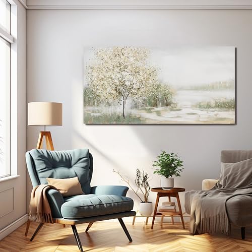 Green Wall Art Modern Nature Wall Art Canvas Art Wall Decor Spring Scene Wall Art Decor Artwork Large Wall Art Prints for Room Living Room Bedroom Office Decor 24X48 inch - Image 5