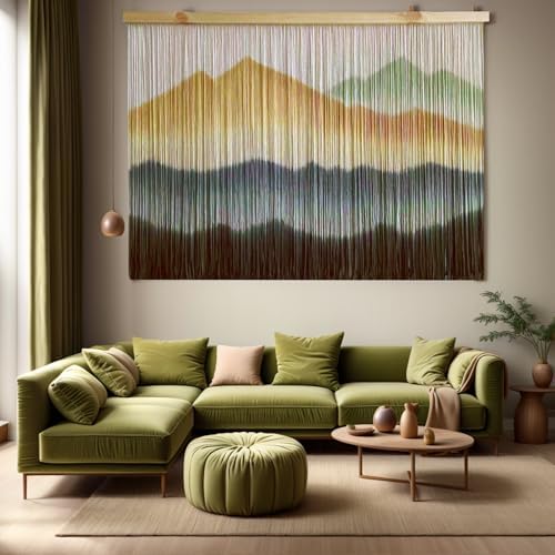 laddawan Extra Large Macrame Wall Hanging Dip-Dyed Tapestry Modern Wooden Home Wall Art For Living room Boho Handmade Wall Decor For Bedroom (Coffee) - Image 3