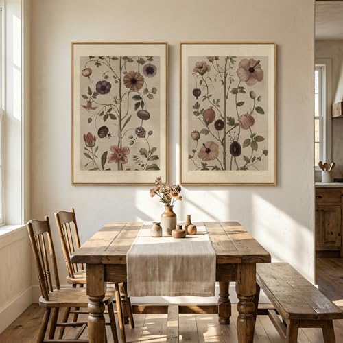 Large Framed Vintage Floral Botanical Wall Art for Living Room, 24x36 In - Image 4