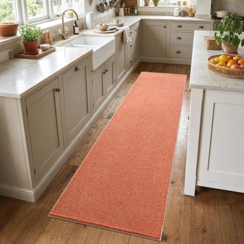 2x8 Orange/White Runner Rug Washable Non-Slip for Kitchen Hallway Bathroom by Unknown
