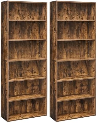 VASAGLE Set of 2 6-Tier Open Bookshelves, Adjustable Storage Shelves by VASAGLEbySONGMICSHOME