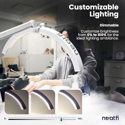 Neatfi Half Moon LED Table Lamp for Estheticians & Nail Techs – 2,500 Lumens | 5 Light Modes | Professional Task Lamp for Facial, Waxing, Threading & Tattoo (White, CCT with Clamp) - Image 4