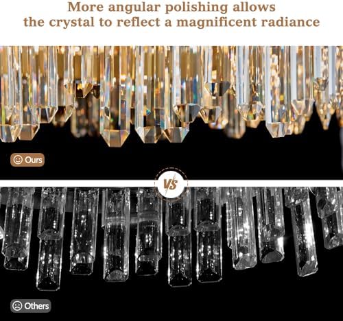 Gold Oval Crystal Chandelier L35.4 inch, 20-Lights Gold Chandeliers Modern Crystal Chandelier Pendant Light Fixture G9 Lights Pendant Ceiling Light for Dining Living Room Kitchen Island - Image 7