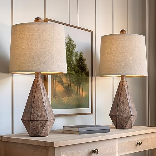 PoKat 20.25" Retro Farmhouse Table Lamp Set of 2, Small for Bedside, Brown - Image 4