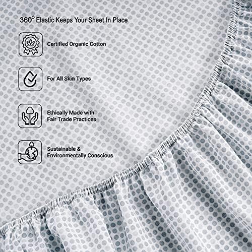 LANE LINEN Twin XL Bed Sheets 100% Organic Cotton 3pc Percale - Polka Dot - Image 5
