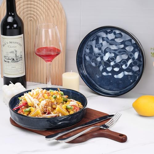 LIANYU 33oz Pasta Bowls Sets of 4, Wide Shallow Stoneware Dinner Plates - Image 3