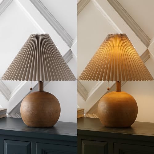 JONATHAN Y Aksel Sphere Table Lamp Coastal 17.25", Brown Wood Finish - Image 5