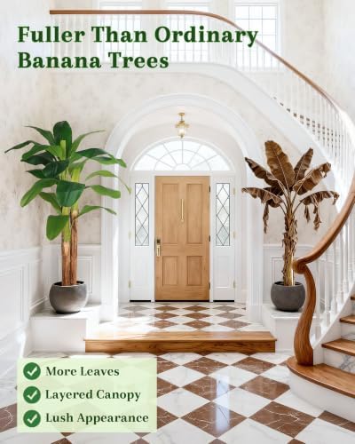 6ft Artificial Banana Tree Real Bark Trunk Faux Banana Leaf Tree - Image 4