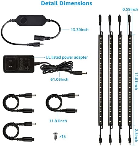 TORCHSTAR 4pcs 12 Inch Voice Control Smart LED Safe Lighting Kit, 5000K - Image 6