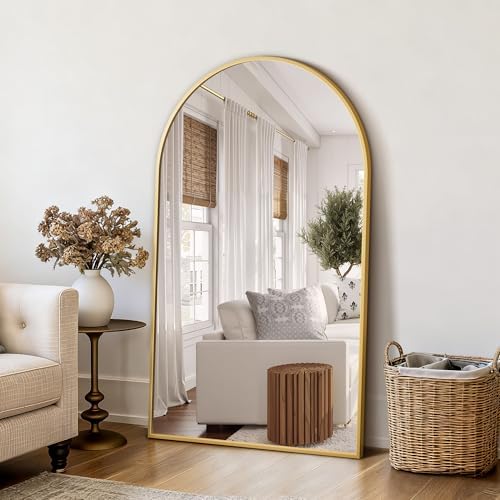 Arched Bathroom Mirror for Wall, 50" x 30" Metal Frame Vanity Mirror, Gold - Image 5