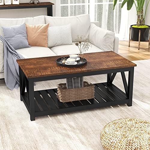 ChooChoo 40" Farmhouse Coffee Table with A-Frame Design for Living Room - Image 4