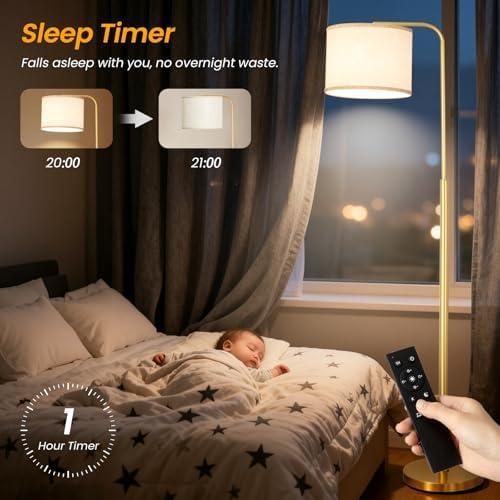 Arc Floor Lamp with Remote and Dimmable Gold Floor lamps for Living Room - Image 4