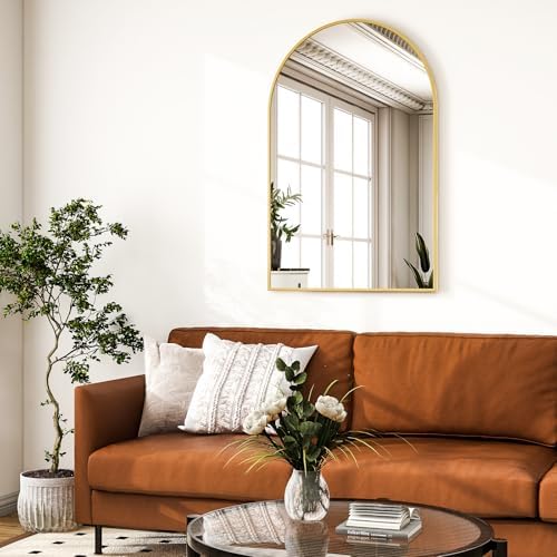HARRITPURE Arched Wall Mirror 30"x40" Gold Arch Bathroom Vanity Mirror - Image 7