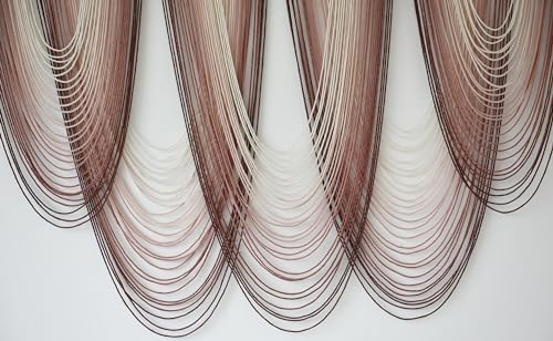 Macrame Wall Hanging Dip Dyed Pink Boho Yarn Fiber Wall Art 57" W x 41" L - Image 5
