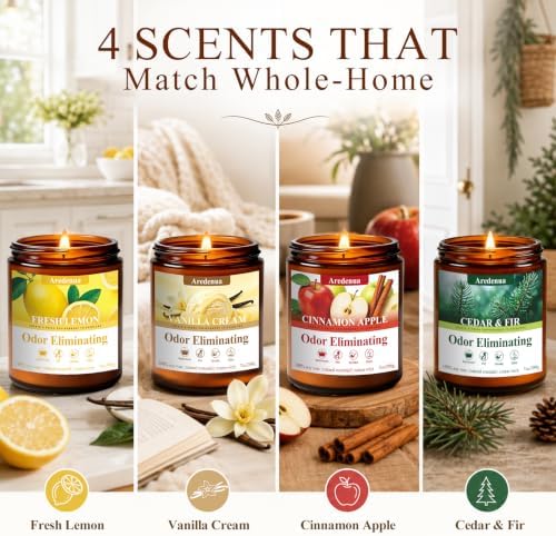 Odor Eliminating Candles for Home, 4-Pack, 28 oz Soy Scented Candle - Image 2