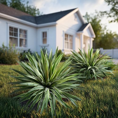 Artificial Agave Plant Fake Agave Planters for Indoor Outdoor Faux Agave Plants Real Touch Realistic Greenery for Home Living Room Office Bathroom Garden Front Porch Patio Decor (21inch-2 Pcs White) - Image 5