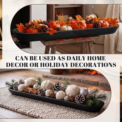 Sawysine 40 Inch Wooden Dough Bowl Decoration Long Bread, Black - Image 5
