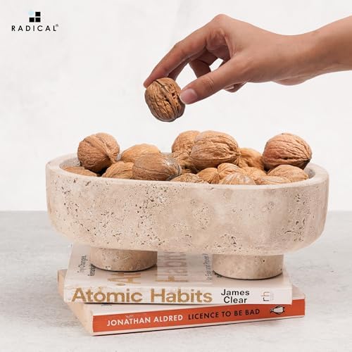 Radicaln Marble Oval Bowl with Stand 10" Decorative Bowl for Table Decor - Image 4