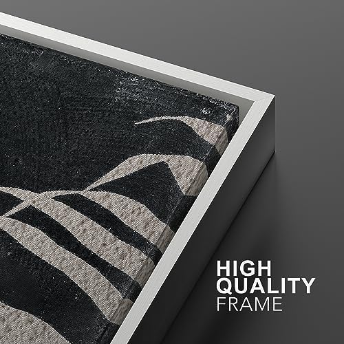 SIGNWIN Framed Canvas Print Wall Art Palm Leaf Print, Minimalist Wall Art, Black White Wall Art Prints for Living Room, Bedroom, Office - 24"" x36 x2 White - Image 5