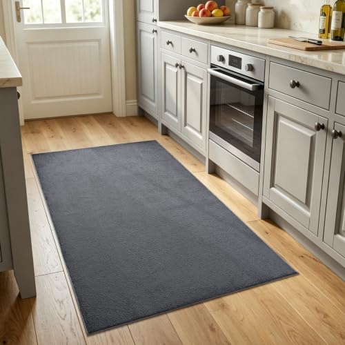 3x5 Dark Grey Solid Area Rug Washable Non-Slip Soft for Bedroom Kitchen - Image 2
