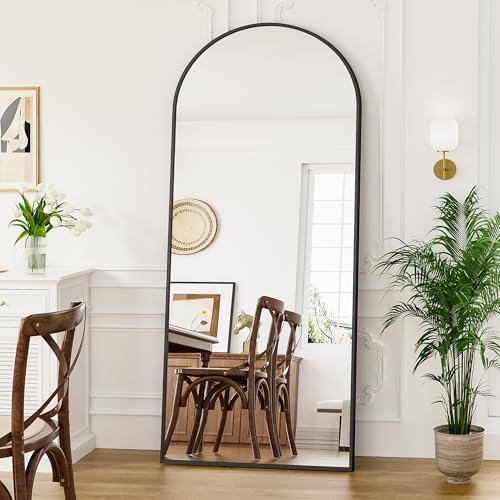 Full Length Mirror, 71"x30" Arched Floor Length Mirror, Oversized Standing Hanging or Leaning Against Wall Mounted Mirrors, Large Full Body Mirror with Aluminum Frame for Bedroom (Black) - Image 3