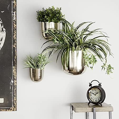 Deco 79 Metal Indoor Outdoor Floating Wall Planter, Set of 3 9", 7", 6"H, Silver - Image 2