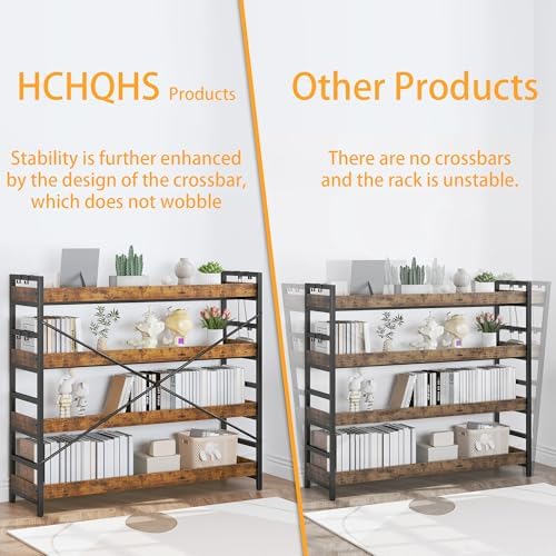 HCHQHS 4 Tier Bookshelf, Adjustable Industrial Bookcase, Vertical Tall Book Shelf, Wood and Black Metal Open Bookshelves for Home Office, Living Room, Bedroom - Image 7