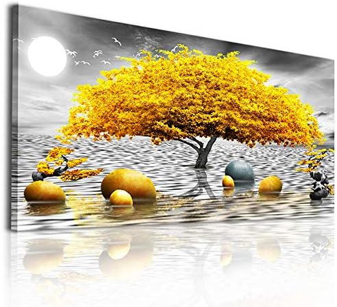 Wall decorations for living room Canvas Wall Art for bedroom Abstract wall decor Black and white Canvas Art Yellow tree paintings bathroom Home Decoration Hang Pictures Office large Wall Artworks by MHARTK66