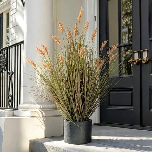Faux Plastic plantas Synthetic Pampas Grass Indoor Outdoor Realistic Floor Plants pet Friendly Fake Grass for Home Office Wedding para Patio Front Artificial Grass Decor Housewarming Gift - Image 5