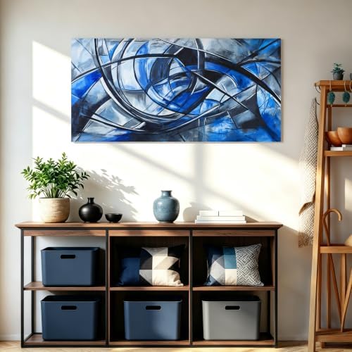 Abstract Wall Art Decor Wall Art Pictures for Living Room Abstract Canvas Art Wall Decor Modern Blue Wall Art Prints Artwork for Walls Black and White Wall Art Decorations Home Office Decor 20" X 40" - Image 3