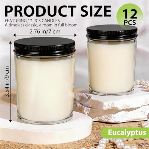 12 PCS 8oz Large Eucalyptus Scented Long Lasting Pure Soy Wax Candles | Calming Home Fragrance | Premium Bulk Gift Set | Wedding Favors, Spa, Hotel & Corporate Events - Image 2