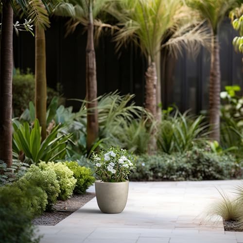 Kante Small Round Bowl Weathered Concrete Planter 10" Dia, Outdoor - Image 5