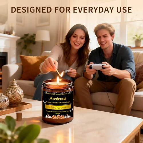 Salted Caramel Odor Eliminating Candles, 7 oz Soy Scented Candle - Image 5